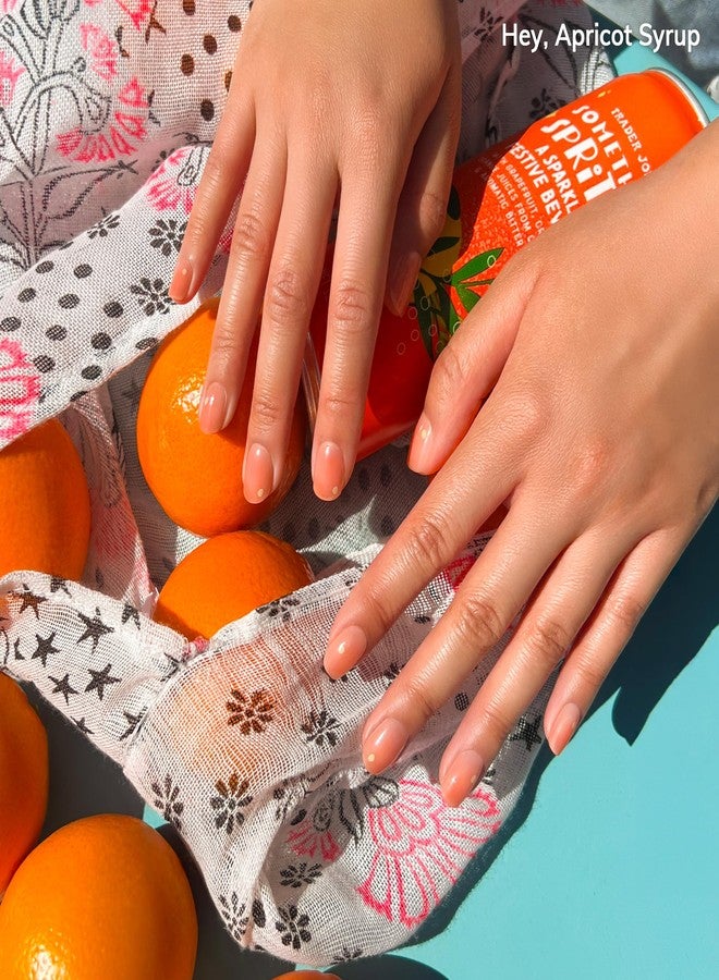 Heyhae Semi Cured Gel Nail Strips | No LED Lamp Needed | Summer, Solid, Orange | Easy Apply & Remove, Salon Quality | Includes 28 Strips, 1 Prep Pads, Nail File & Wooden stick - Hey, Apricot Syrup - Image 2
